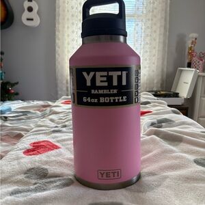 Limited Edition “Pink Power” YETI | Rambler 64oz Pink Bottle with Black Cap